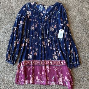 Billabong Navy and Pink Floral Women’s Dress Small NWT